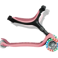 Monopattino Evolutivo 3 in 1 Rosa Pastello con Luci LED Sterzo 360