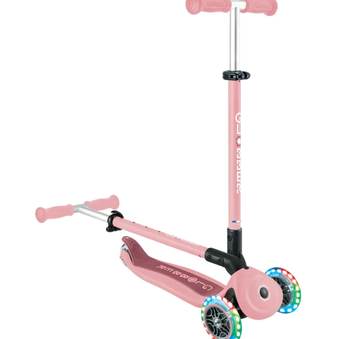 Monopattino Evolutivo 3 in 1 Rosa Pastello con Luci LED Sterzo 360