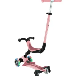 Monopattino Evolutivo 3 in 1 Rosa Pastello con Luci LED Sterzo 360