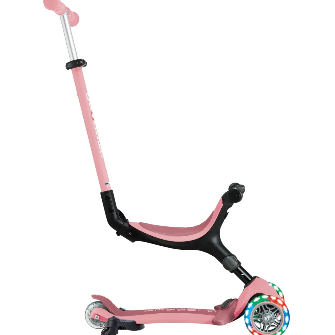 Monopattino Evolutivo 3 in 1 Rosa Pastello con Luci LED Sterzo 360