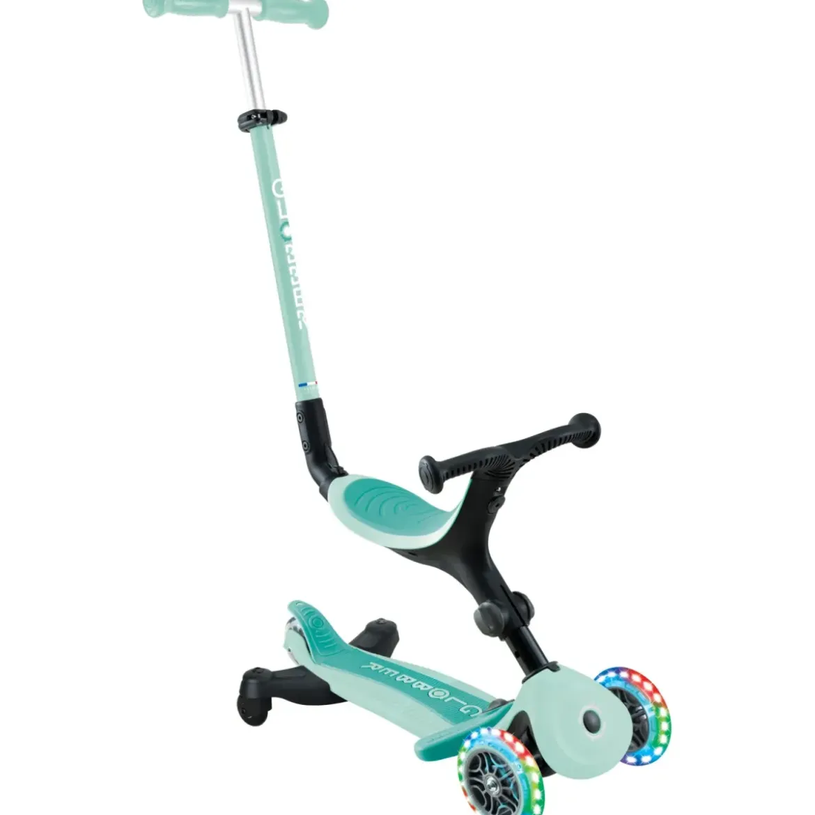 Monopattino Evolutivo 3 in 1 Verde Menta con Luci LED Sterzo 360