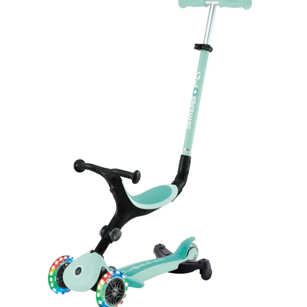 Monopattino Evolutivo 3 in 1 Verde Menta con Luci LED Sterzo 360