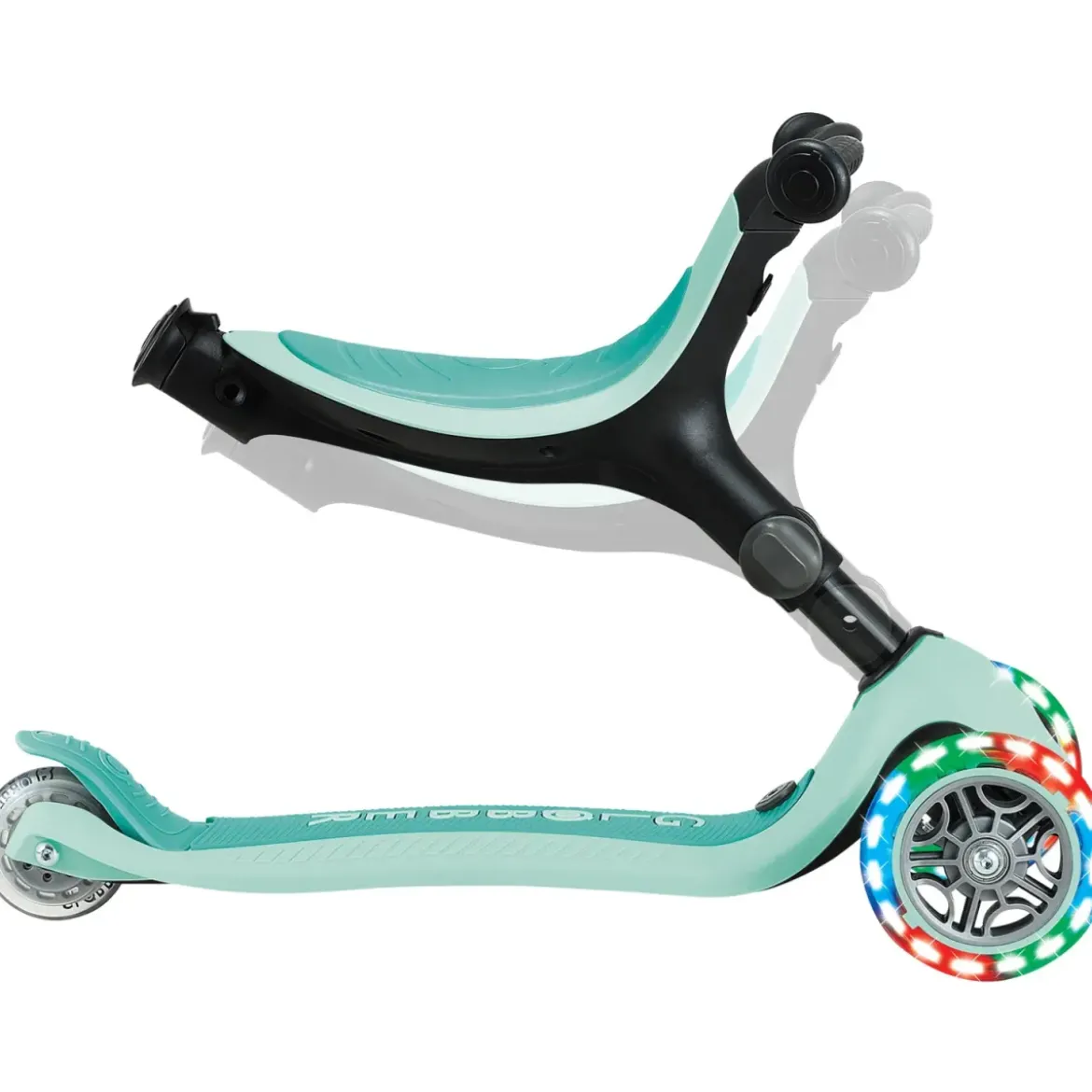 Monopattino Evolutivo 3 in 1 Verde Menta con Luci LED Sterzo 360
