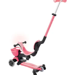 Monopattino Evolutivo per Bambini 3 in 1 Rosa con Luci LED 50kg
