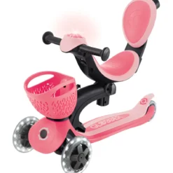 Monopattino Evolutivo per Bambini 3 in 1 Rosa con Luci LED 50kg