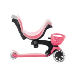 Monopattino Evolutivo per Bambini 3 in 1 Rosa con Luci LED 50kg