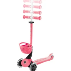 Monopattino Evolutivo per Bambini 3 in 1 Rosa con Luci LED 50kg