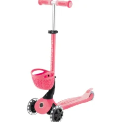 Monopattino Evolutivo per Bambini 3 in 1 Rosa con Luci LED 50kg