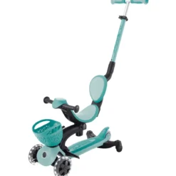 Monopattino Evolutivo per Bambini 3 in 1 Verde Menta con Luci LED 50kg
