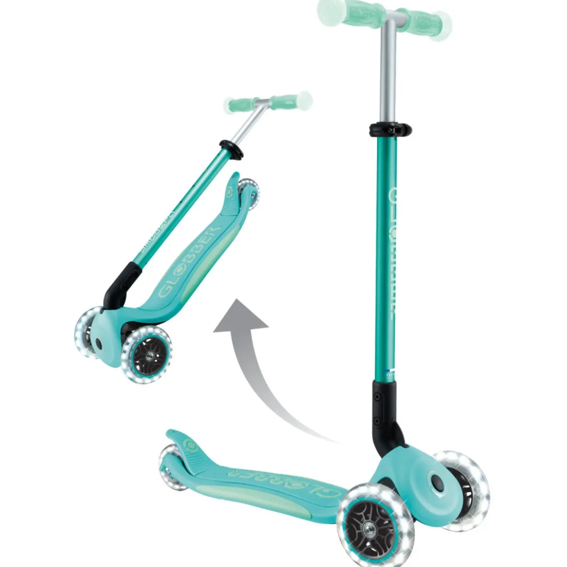 Monopattino per Bambini a 3 Ruote Verde Menta Ruote LED Regolabile