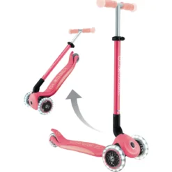 Monopattino per Bambini a 3 Ruote Rosa Pastello Ruote LED Regolabile