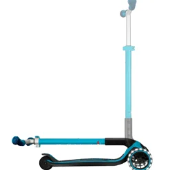 Monopattino per Bambini a 3 Ruote Celeste Regolabile con Luci LED