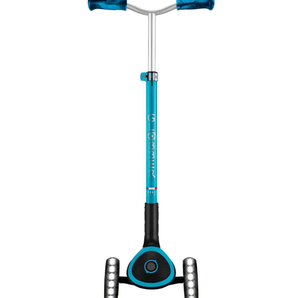 Monopattino per Bambini a 3 Ruote Celeste Regolabile con Luci LED
