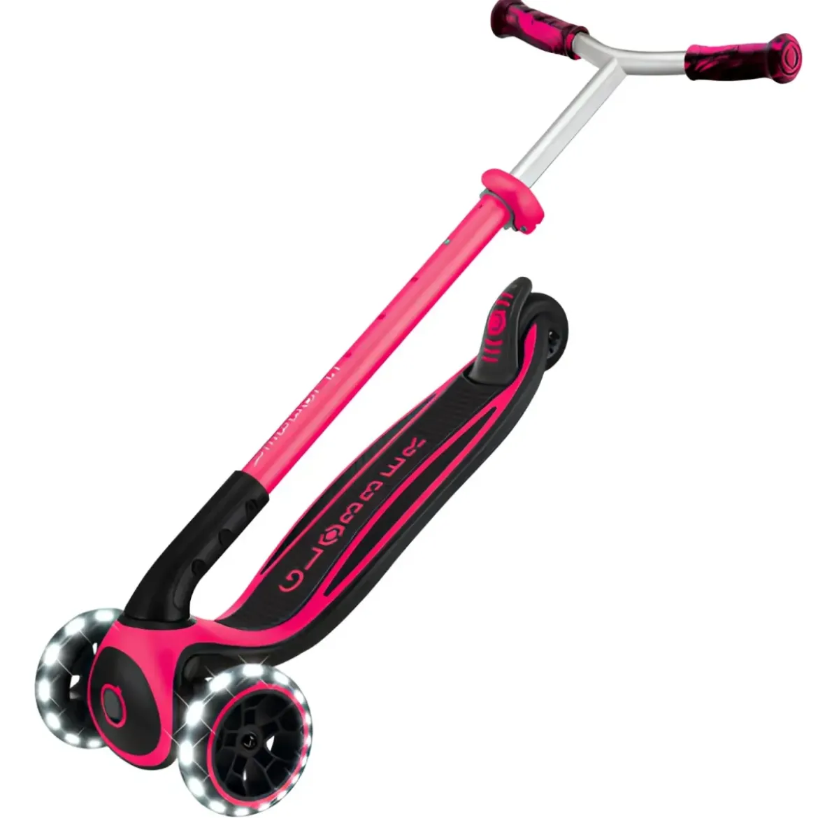 Monopattino per Bambini a 3 Ruote Fucsia Regolabile con Luci LED