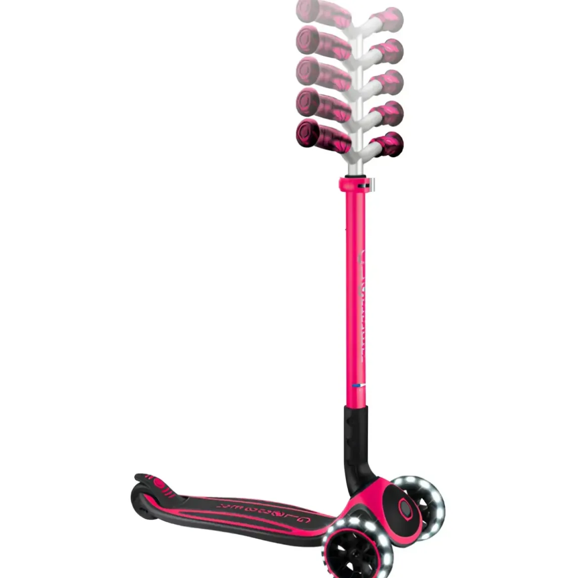 Monopattino per Bambini a 3 Ruote Fucsia Regolabile con Luci LED