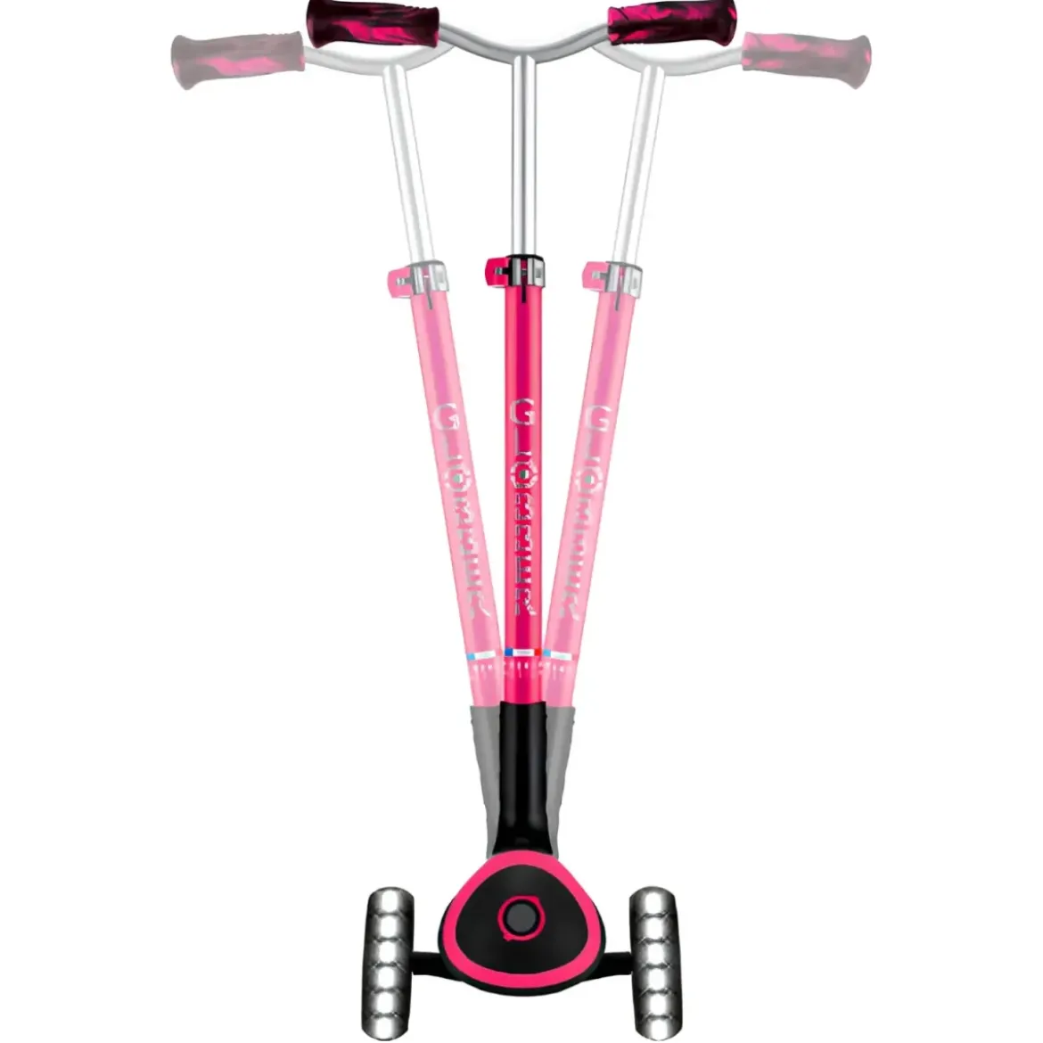 Monopattino per Bambini a 3 Ruote Fucsia Regolabile con Luci LED