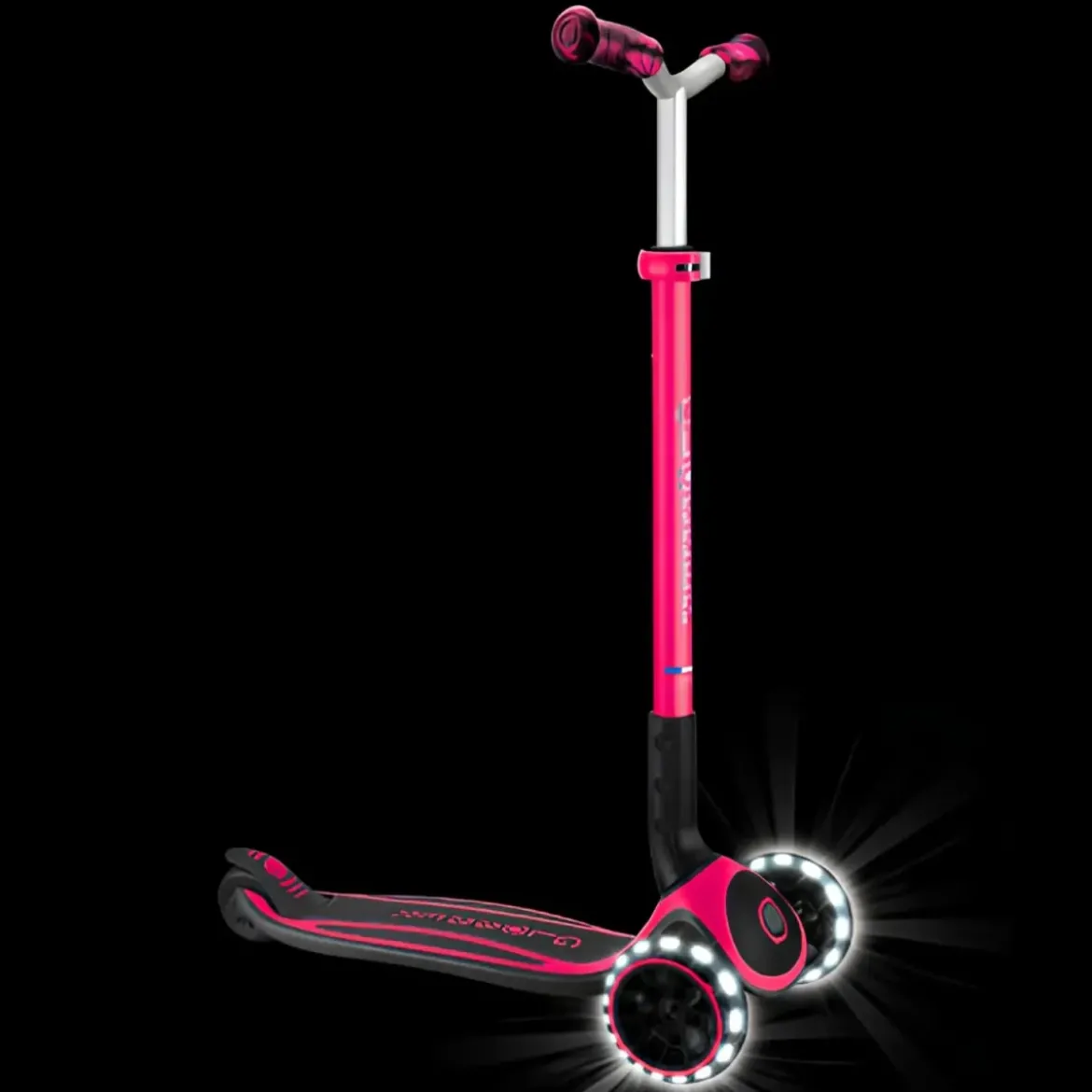 Monopattino per Bambini a 3 Ruote Fucsia Regolabile con Luci LED