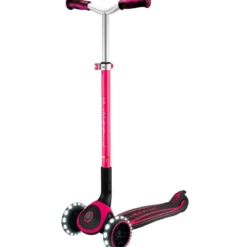 Monopattino per Bambini a 3 Ruote Fucsia Regolabile con Luci LED