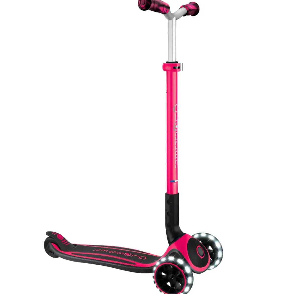 Monopattino per Bambini a 3 Ruote Fucsia Regolabile con Luci LED