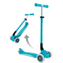 Monopattino per Bambini a 3 Ruote Blu Acqua con Luci LED Regolabile