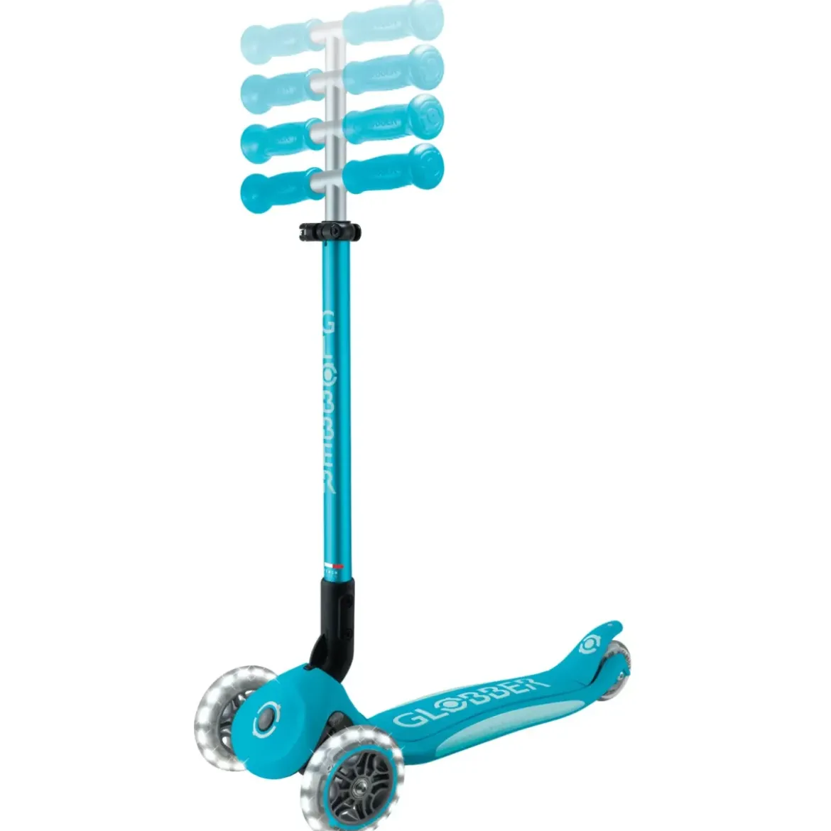 Monopattino per Bambini a 3 Ruote Blu Acqua con Luci LED Regolabile