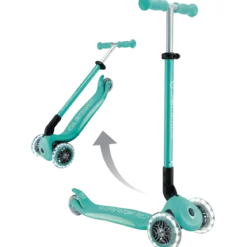 Monopattino per Bambini a 3 Ruote Verde Menta con Luci LED Regolabile