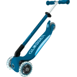 Monopattino per Bambini a 3 Ruote Blu Petrolio con Luci LED Regolabile