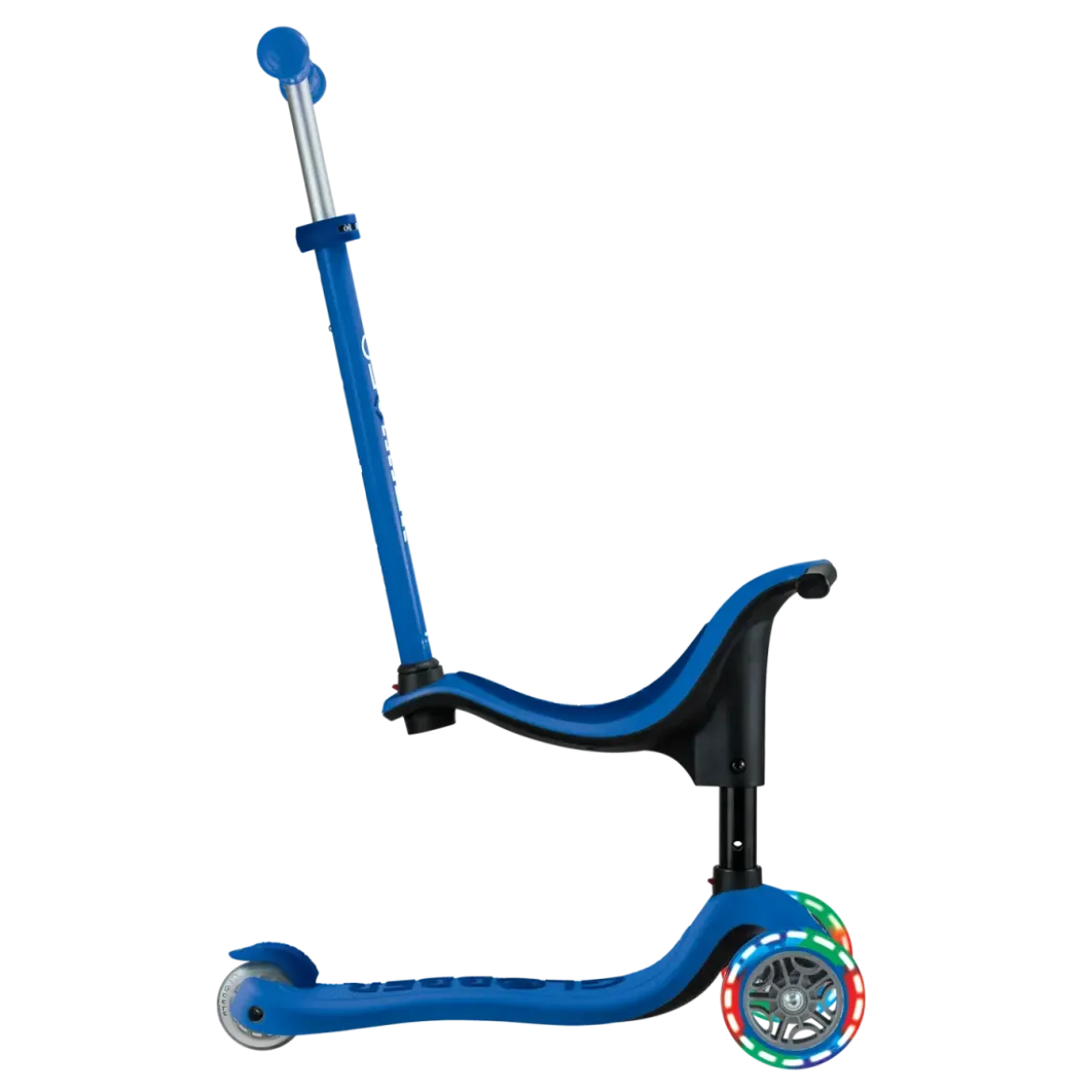 Monopattino per Bambini 3 in 1 Blu Navy Regolabile 50 kg Ruote LED