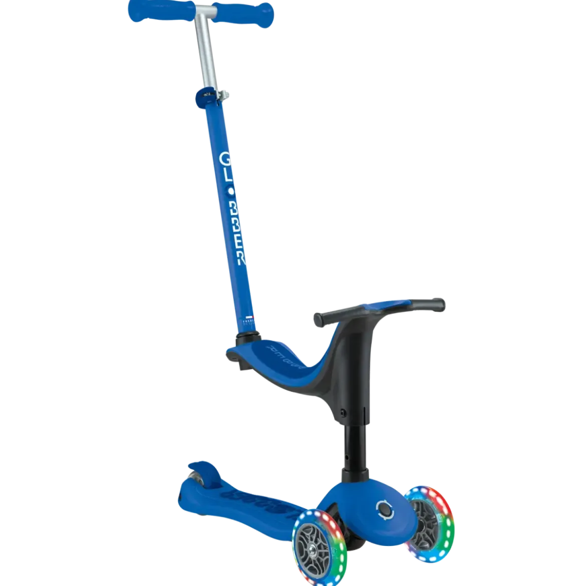 Monopattino per Bambini 3 in 1 Blu Navy Regolabile 50 kg Ruote LED