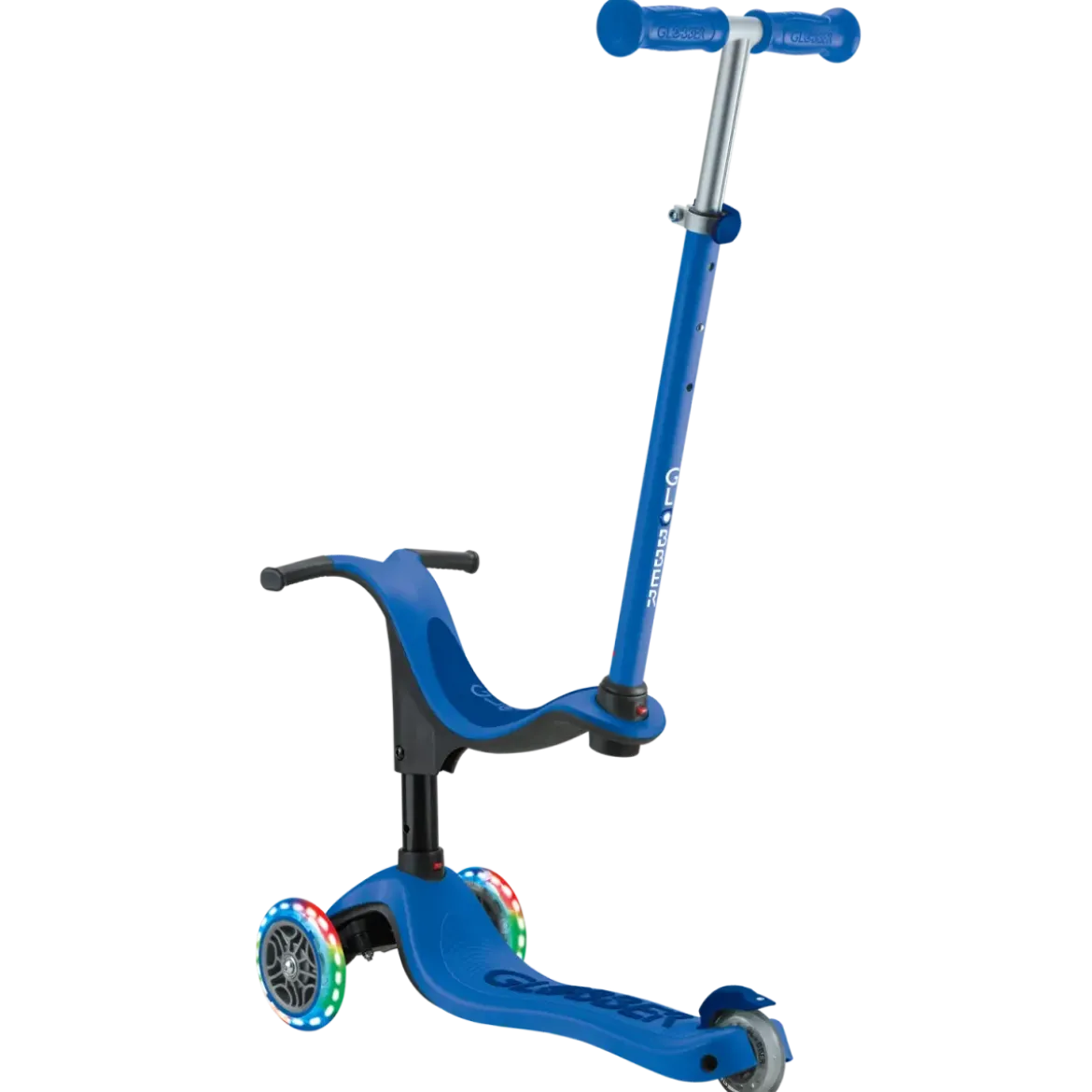 Monopattino per Bambini 3 in 1 Blu Navy Regolabile 50 kg Ruote LED