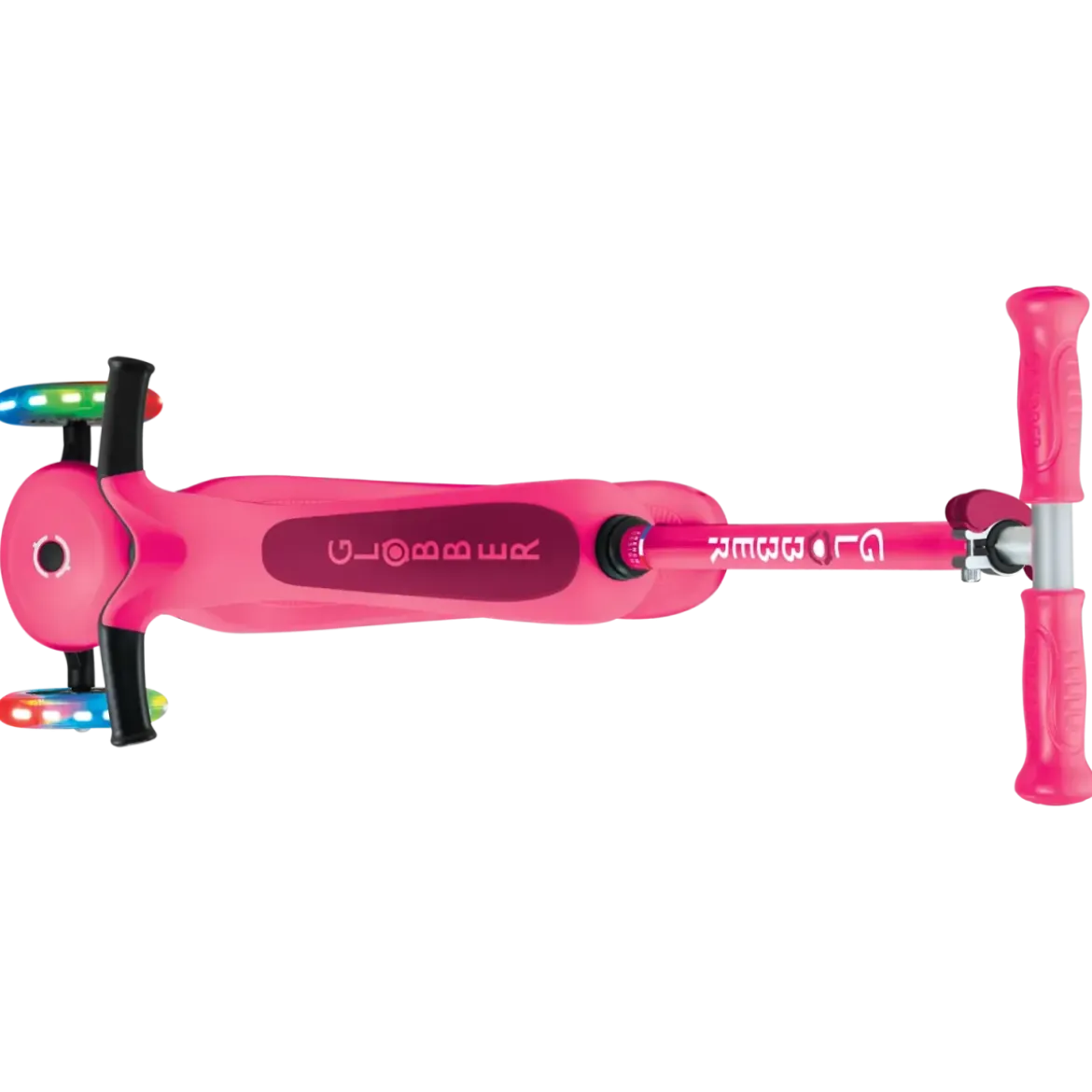 Monopattino per Bambini 3 in 1 Fucsia Regolabile 50 kg con Ruote LED