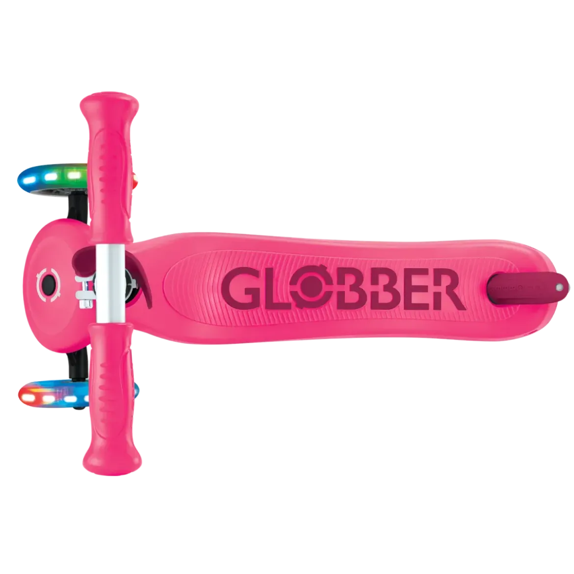 Monopattino per Bambini 3 in 1 Fucsia Regolabile 50 kg con Ruote LED
