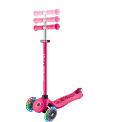 Monopattino per Bambini 3 in 1 Fucsia Regolabile 50 kg con Ruote LED