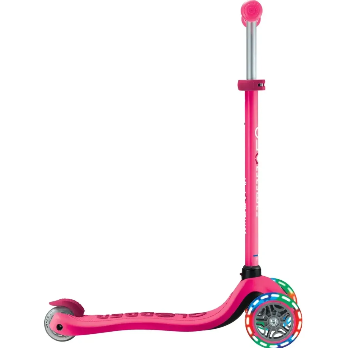Monopattino per Bambini 3 in 1 Fucsia Regolabile 50 kg con Ruote LED