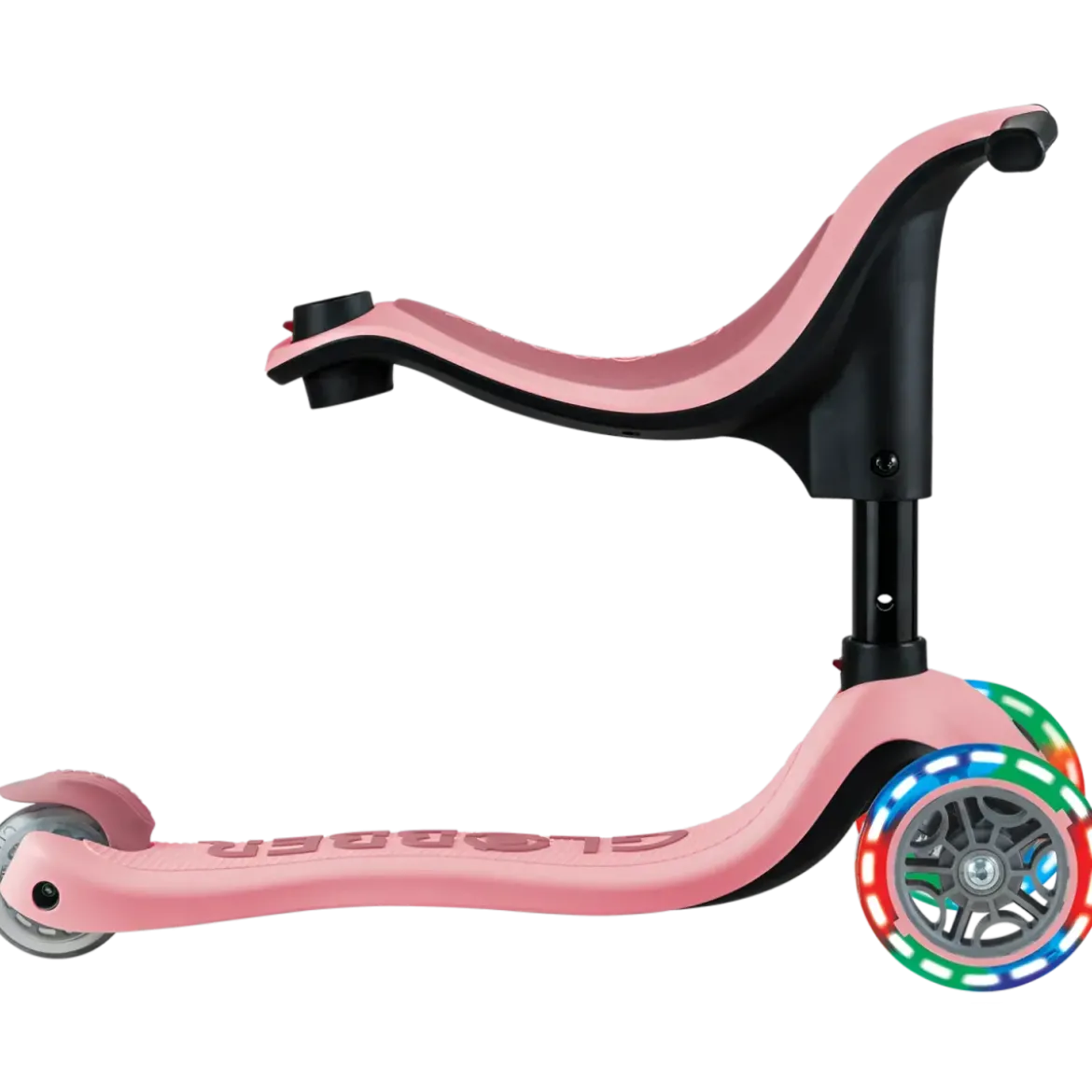 Monopattino per Bambini 3 in 1 Rosa Pastello Regolabile 50 kg Ruote LED