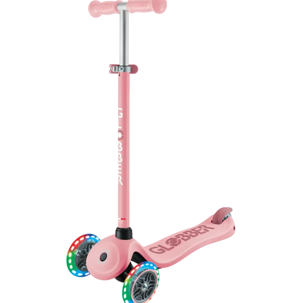 Monopattino per Bambini 3 in 1 Rosa Pastello Regolabile 50 kg Ruote LED