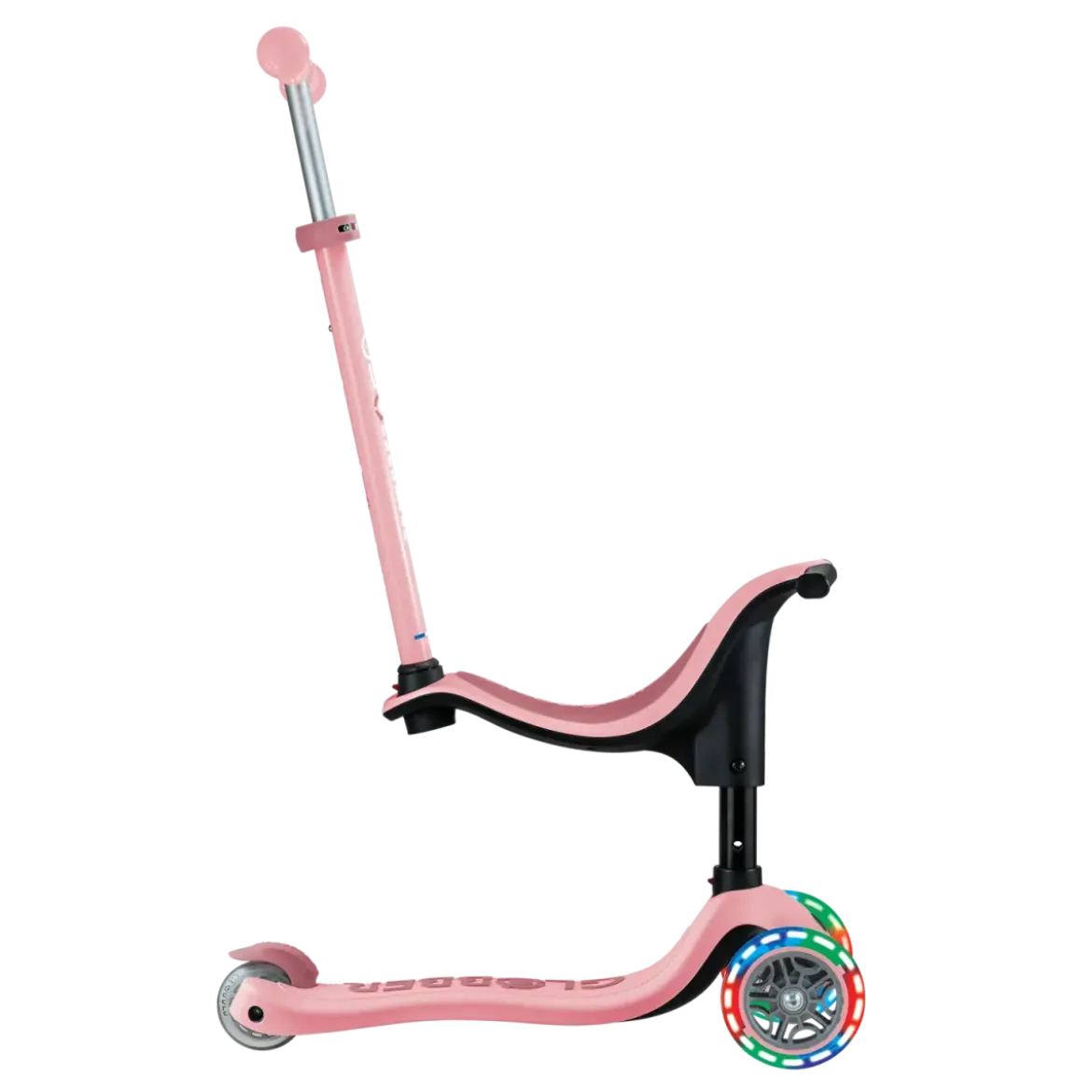 Monopattino per Bambini 3 in 1 Rosa Pastello Regolabile 50 kg Ruote LED