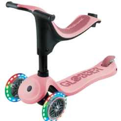 Monopattino per Bambini 3 in 1 Rosa Pastello Regolabile 50 kg Ruote LED