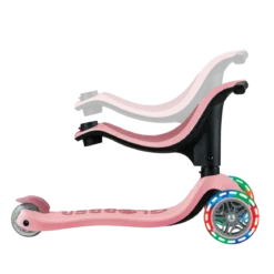 Monopattino per Bambini 3 in 1 Rosa Pastello Regolabile 50 kg Ruote LED