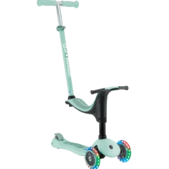 Monopattino per Bambini 3 in 1 Verde Menta Regolabile 50 kg Ruote LED