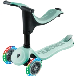 Monopattino per Bambini 3 in 1 Verde Menta Regolabile 50 kg Ruote LED
