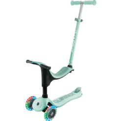 Monopattino per Bambini 3 in 1 Verde Menta Regolabile 50 kg Ruote LED
