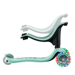 Monopattino per Bambini 3 in 1 Verde Menta Regolabile 50 kg Ruote LED