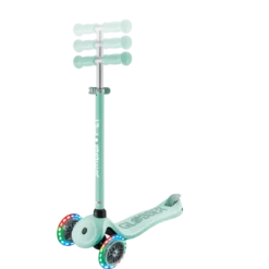 Monopattino per Bambini 3 in 1 Verde Menta Regolabile 50 kg Ruote LED