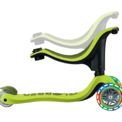 Monopattino per Bambini 3 in 1 Verde Lime Regolabile 50 kg Ruote LED