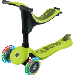 Monopattino per Bambini 3 in 1 Verde Lime Regolabile 50 kg Ruote LED