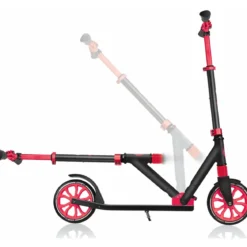 Monopattino per Bambini 8+ Nero Rosso con Ruote Grandi Fino a 100 kg