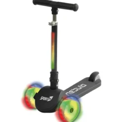 Monopattino per Bambini Pieghevole 3 Ruote Luminose LED Nero 50kg