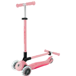Monopattino per Bambini 3 Ruote Rosa Pastello con Luci LED Regolabile