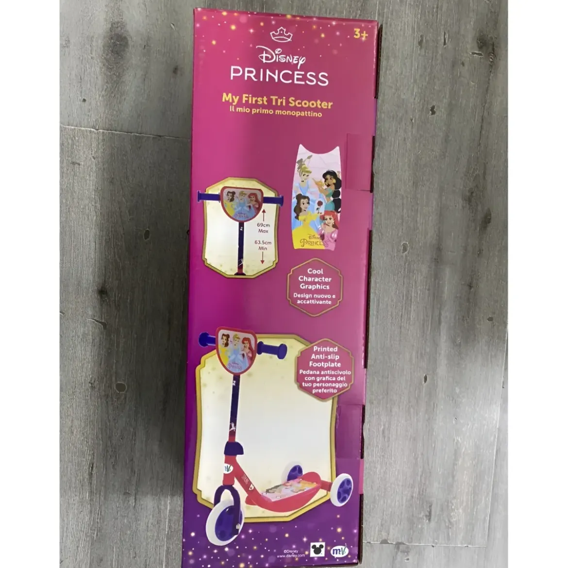 Monopattino per Bambini 3 Ruote Principesse Disney Manubrio Regolabile